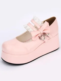 Sweet Lolita Shoes Black Round Toe Platform Low Top Mary Jane Shoes