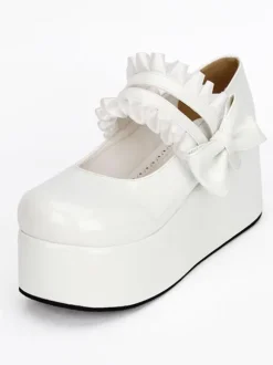 Sweet Lolita Shoes Black Round Toe Platform Low Top Mary Jane Shoes