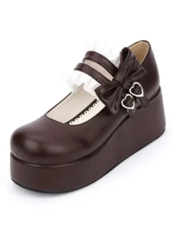 Sweet Lolita Shoes Black Round Toe Platform Low Top Mary Jane Shoes