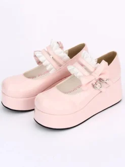 Sweet Lolita Shoes Black Round Toe Platform Low Top Mary Jane Shoes