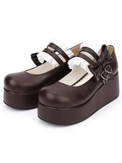 Sweet Lolita Shoes Black Round Toe Platform Low Top Mary Jane Shoes