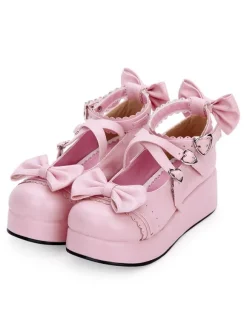 Sweet Lolita Shoes Bow Strappy Buckle Platform Lolita Footwear