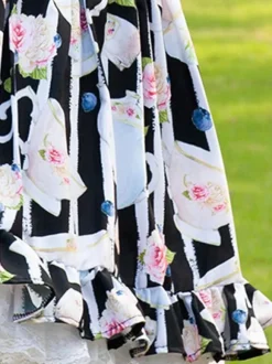Sweet Lolita SK Angel Beats Ruffles as image Floral Print Lolita Skirts