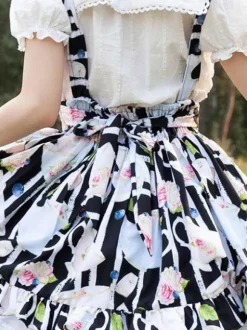 Sweet Lolita SK Angel Beats Ruffles as image Floral Print Lolita Skirts