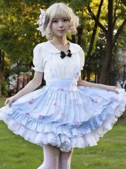 Sweet Lolita SK Cardcaptor Sakura   Ruffles as image Floral Print Lolita Skirts