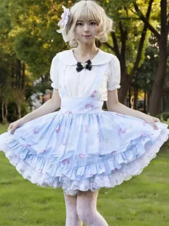 Sweet Lolita SK Cardcaptor Sakura   Ruffles as image Floral Print Lolita Skirts