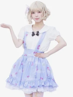 Sweet Lolita SK Cardcaptor Sakura   Ruffles as image Floral Print Lolita Skirts