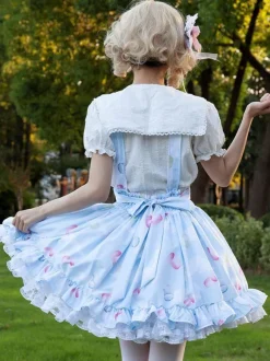 Sweet Lolita SK Cardcaptor Sakura   Ruffles as image Floral Print Lolita Skirts