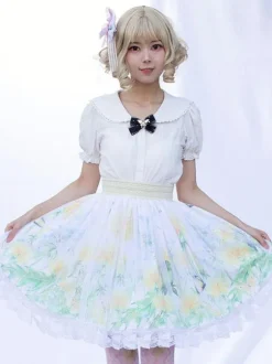 Sweet Lolita SK Cardcaptor Sakura   Ruffles as image Floral Print Lolita Skirts