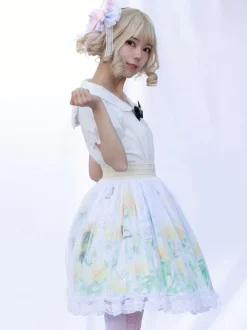 Sweet Lolita SK Cardcaptor Sakura   Ruffles as image Floral Print Lolita Skirts