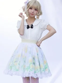 Sweet Lolita SK Cardcaptor Sakura   Ruffles as image Floral Print Lolita Skirts