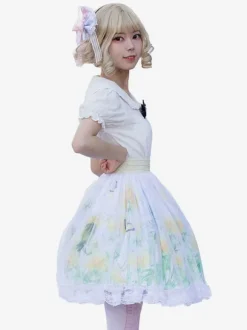 Sweet Lolita SK Cardcaptor Sakura   Ruffles as image Floral Print Lolita Skirts