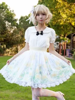 Sweet Lolita SK Cardcaptor Sakura   Ruffles as image Floral Print Lolita Skirts