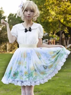 Sweet Lolita SK Cardcaptor Sakura   Ruffles as image Floral Print Lolita Skirts