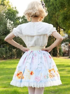 Sweet Lolita SK Floral Print As Image Ruffles Lolita Skirts