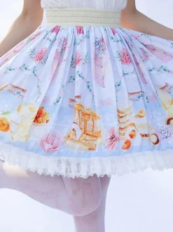 Sweet Lolita SK Floral Print As Image Ruffles Lolita Skirts