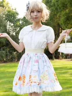 Sweet Lolita SK Floral Print As Image Ruffles Lolita Skirts
