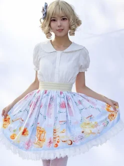 Sweet Lolita SK Floral Print As Image Ruffles Lolita Skirts