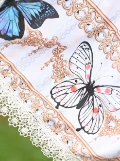 Sweet Lolita SK Floral Print as image Lace Lolita Skirts