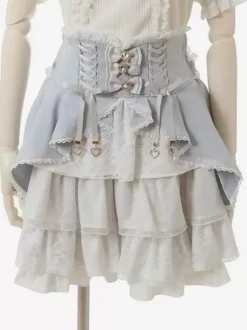 Sweet Lolita SK Lace Pink Lace up Bows Lolita Skirts