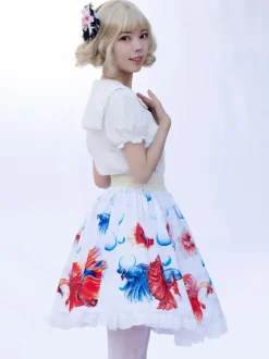 Sweet Lolita SK Ruffles as image Floral Print Lolita Skirts