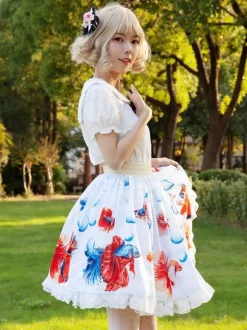 Sweet Lolita SK Ruffles as image Floral Print Lolita Skirts