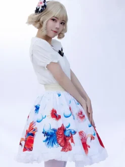 Sweet Lolita SK Ruffles as image Floral Print Lolita Skirts