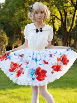 Sweet Lolita SK Ruffles as image Floral Print Lolita Skirts