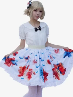 Sweet Lolita SK Ruffles as image Floral Print Lolita Skirts