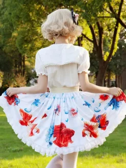 Sweet Lolita SK Ruffles as image Floral Print Lolita Skirts