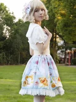 Sweet Lolita SK Ruffles as image Floral Print Lolita Skirts