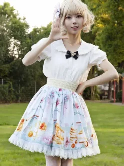 Sweet Lolita SK Ruffles as image Floral Print Lolita Skirts