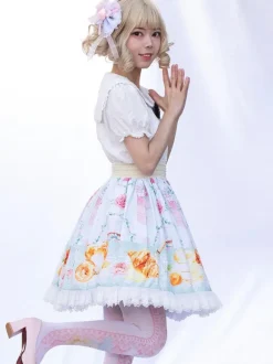 Sweet Lolita SK Ruffles as image Floral Print Lolita Skirts