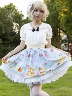 Sweet Lolita SK Ruffles as image Floral Print Lolita Skirts
