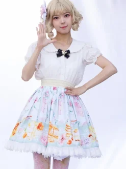 Sweet Lolita SK Ruffles as image Floral Print Lolita Skirts