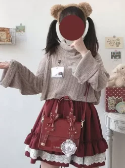 Sweet Lolita SK Ruffles Burgundy Lolita Skirts