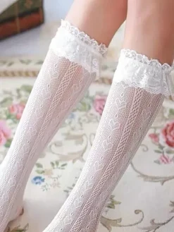 Sweet Lolita Socks Lace Ruffle White Lolita Stocking