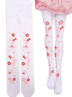 Sweet Lolita Socks Pink Spandex Sakura Pattern Lolita Accessories