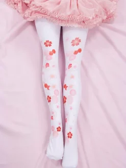 Sweet Lolita Socks Pink Spandex Sakura Pattern Lolita Accessories
