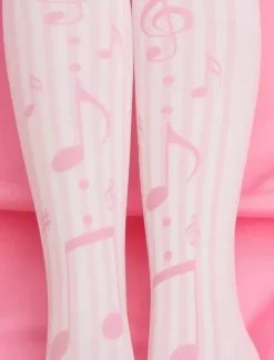 Sweet Lolita Socks Pinks Music Note Printed Lolita Stocking
