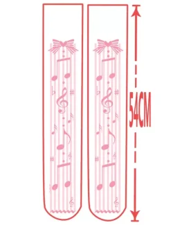 Sweet Lolita Socks Pinks Music Note Printed Lolita Stocking