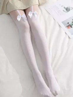 Sweet Lolita Socks White Bows Pantyhose