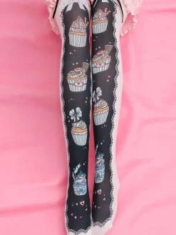 Sweet Lolita Stocking Velvet Printed Pink Lolita Socks