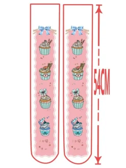 Sweet Lolita Stocking Velvet Printed Pink Lolita Socks