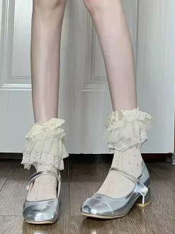 Sweet Lolita Stocking White Ruffles Accessory Polyester Lace Lolita Accessories