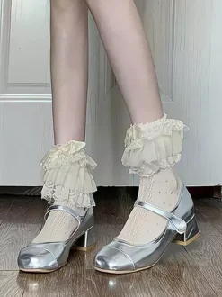 Sweet Lolita Stocking White Ruffles Accessory Polyester Lace Lolita Accessories