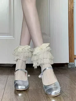 Sweet Lolita Stocking White Ruffles Accessory Polyester Lace Lolita Accessories