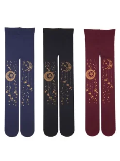 Sweet Lolita Stockings Black Moon And Starlet Velvet Tight High Lolita Socks