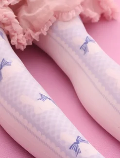 Sweet Lolita Stockings Lilac Printed Lolita Knee High Socks