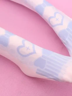 Sweet Lolita Stockings Light Pink Velvet Heart Bow Printed Lolita Socks